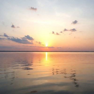 Sunset over calm water
