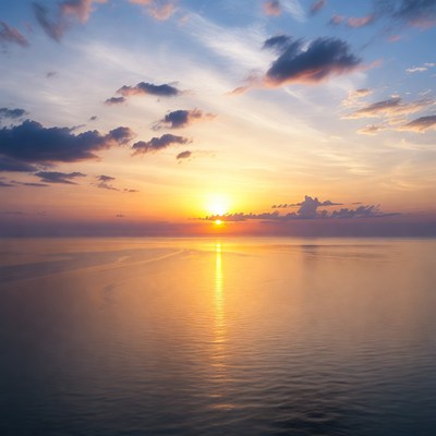 Sunset over calm ocean waters