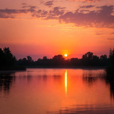 Sunset over calm water
