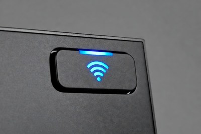 Wifi button with blue light glowing