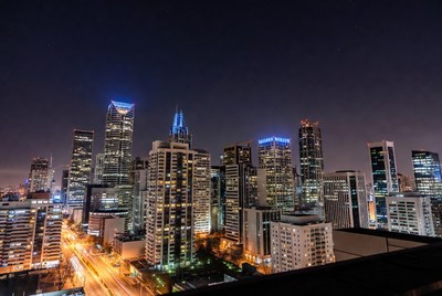 City skyline at night
