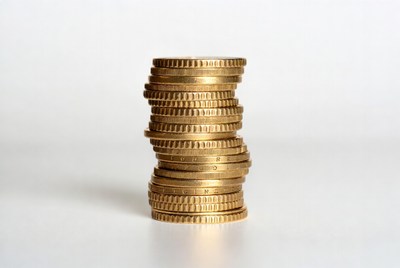 Stack of coins on a flat surface