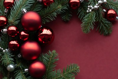 Christmas decorations with red ornaments