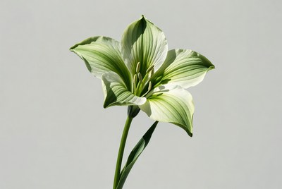 White and green flower with details