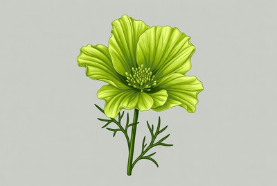 Green flower with detailed leaves