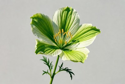 Green flower with yellow center blooms