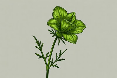 Flower with green petals and leaves
