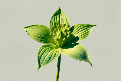 Green flower with many petals and buds