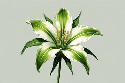 Green and white flower with stripes