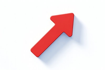 Red arrow pointing upward on white background