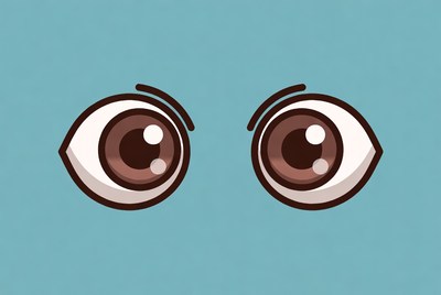 Cartoon eyes on a blue background