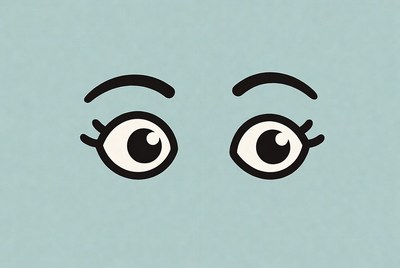 Cartoon eyes on a light blue background