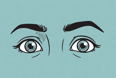 Close up of human eyes in flat style
