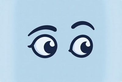 Cute cartoon eyes on blue background
