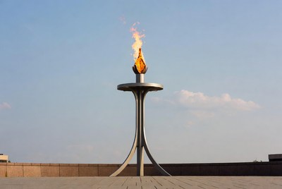 Eternal flame at memorial site