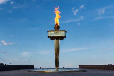 Olympic flame at ceremony site