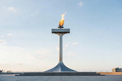 Eternal flame in urban park