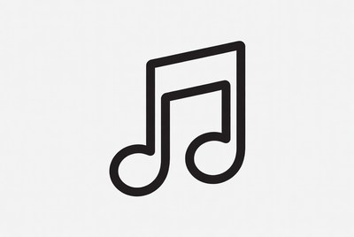 Simple music note symbol on white background