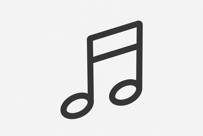 Musical note symbol on a plain background