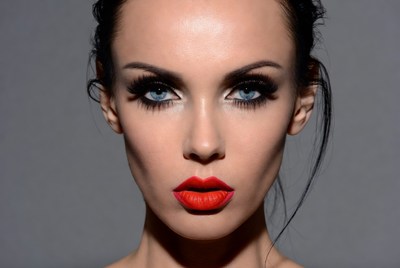 Woman with red lips and bold eyes