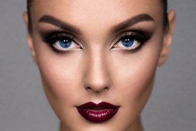 Woman with makeup and striking features