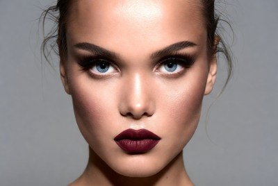 Portrait of a woman with bold makeup