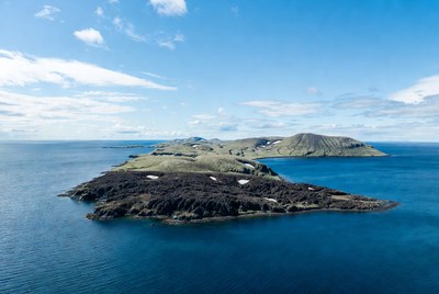 Island view in clear blue water