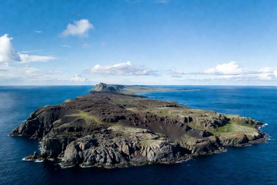Island landscape with rocky coast and sea