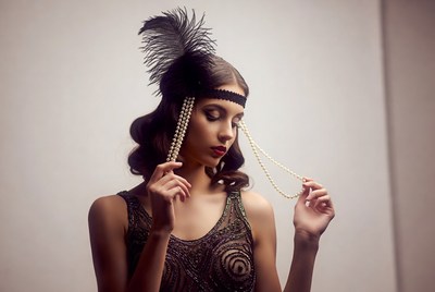Model wearing vintage fashion accessories