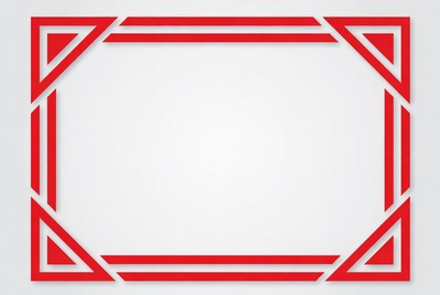 Red geometric frame on white background