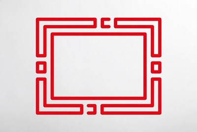 Red geometric design on white background