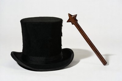 Magician's hat and wand setup