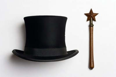 Magician's hat and wand display