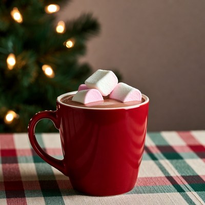 Cozy mug of hot chocolate with marshmallows