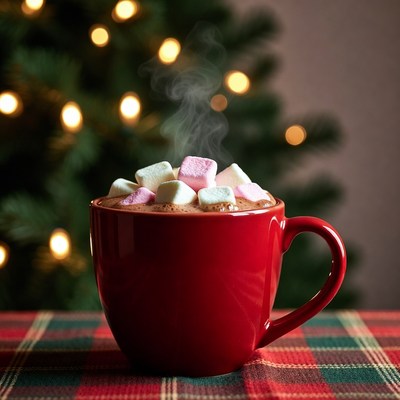 Hot cocoa with marshmallows during winter