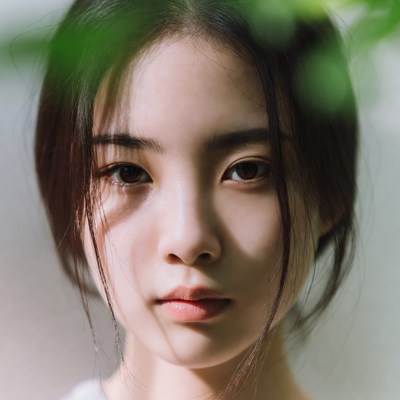 Portrait of a young woman with soft features