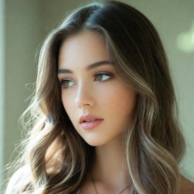 Model with long hair in indoor light