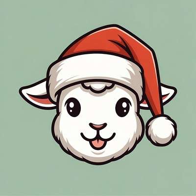 Lamb wearing santa hat