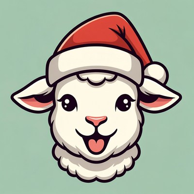 Cute lamb with santa hat for christmas