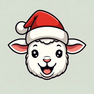 Happy goat wearing a christmas hat