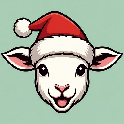 Cute sheep wearing christmas hat