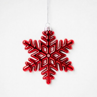 Red snowflake ornament hanging