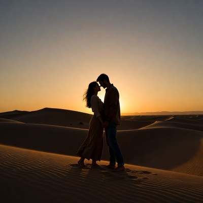 Sunset silhouettes in the desert