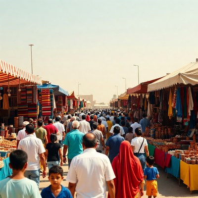 Crowd at market in daylight