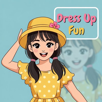 Girl in yellow dress with hat