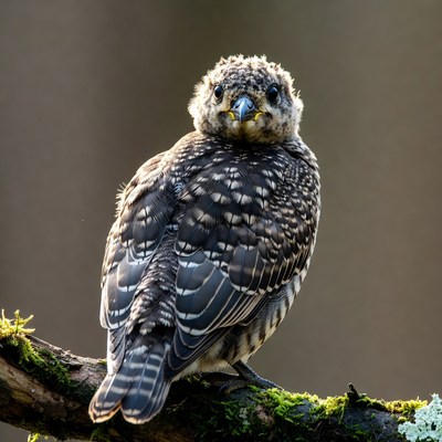 Bird perched on branch in forest