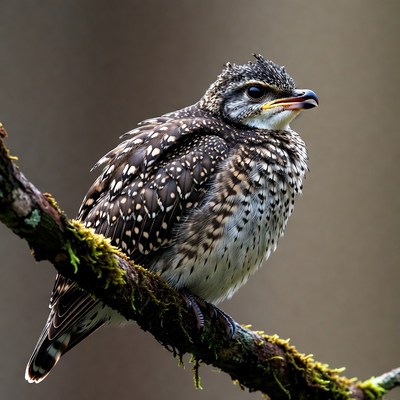 Bird resting on branch in forest