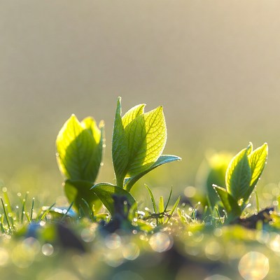 New green leaves emerge in spring sunlight