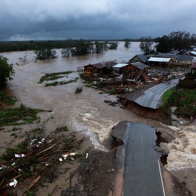 Flooding in rural area after storm