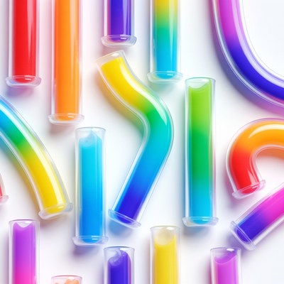 Colorful tubes in a variety of shapes